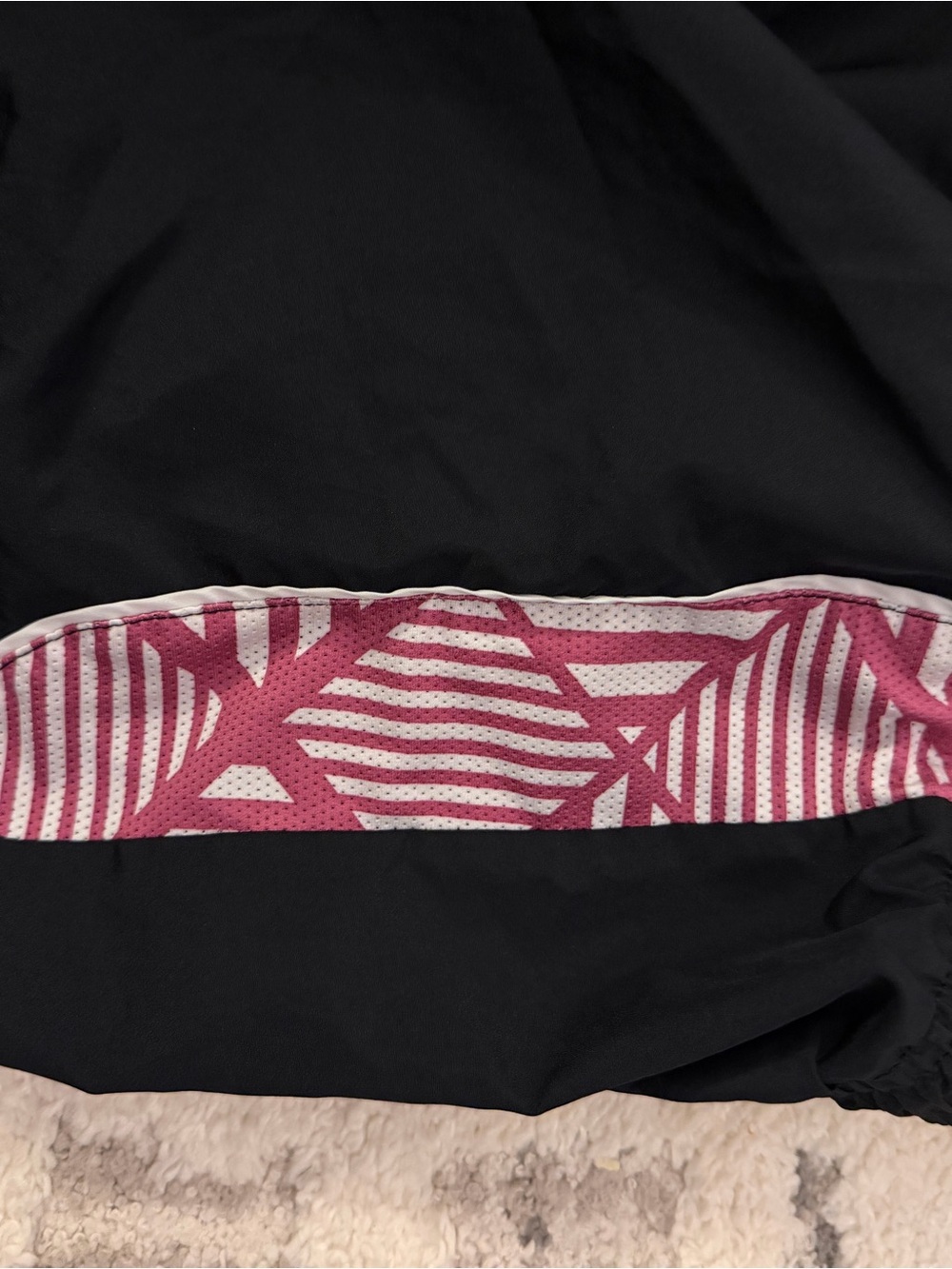 Nike Black Athletic Shorts with Pink Geometric Side Panels - Picture 5 of 5